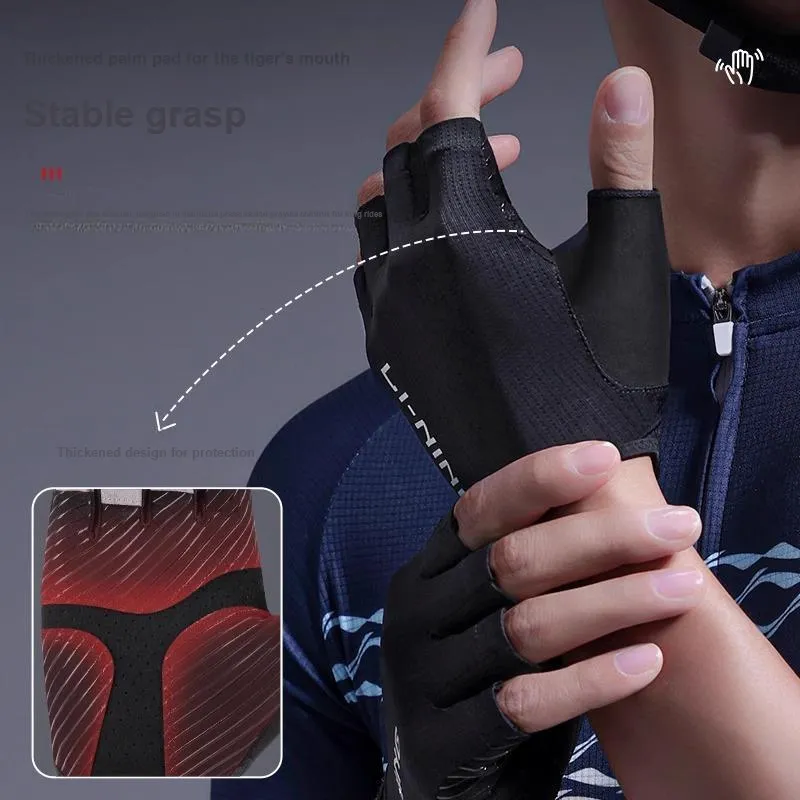LiNing Cycling Gear Short Finger Cycling Glove Unisex Gray-2