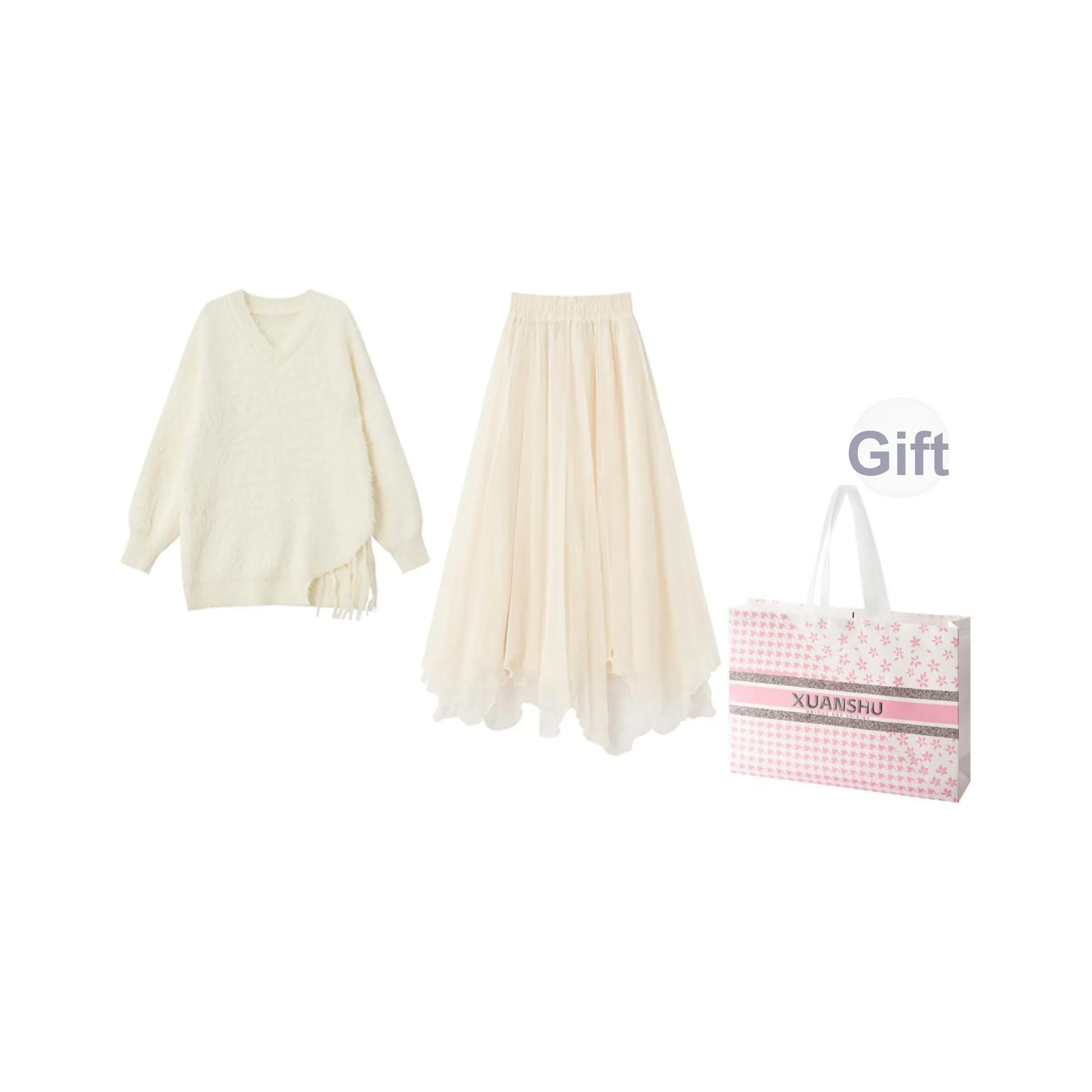 XUANSHU Two Piece Skirt Sets Women's