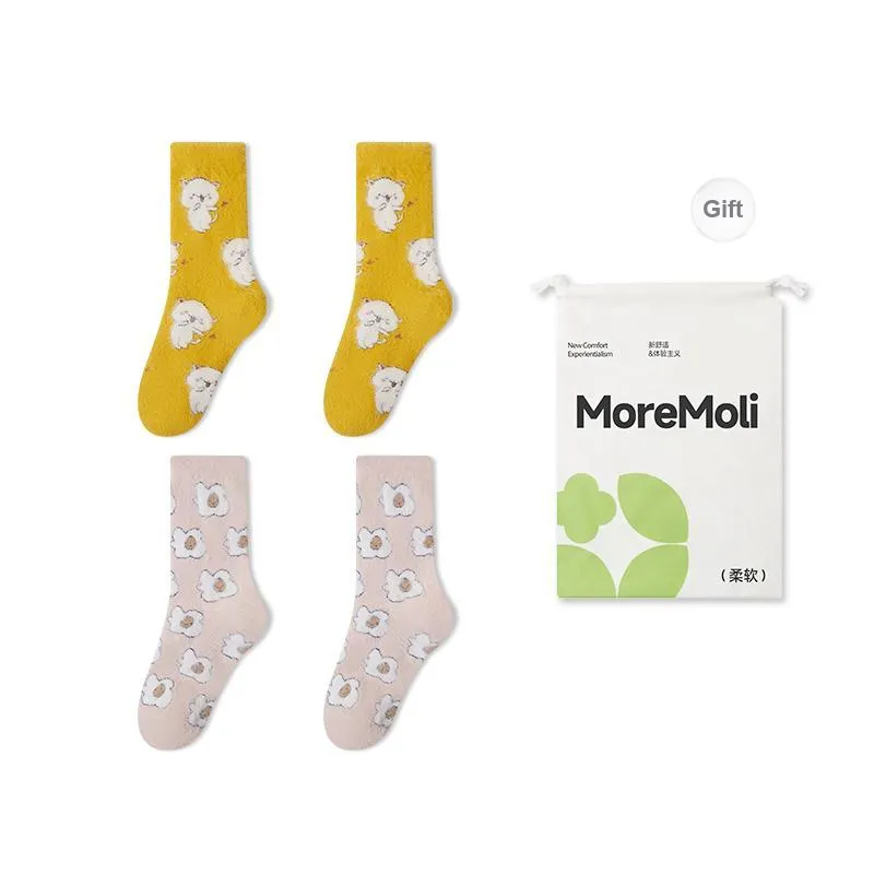 Moremoli Mid Calf Socks Women's 4 Pack Shopping Bag-0