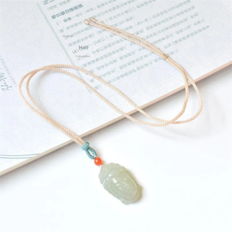 Jing Ruyu Hetian Jade Necklaces Pale Greenish White Jade Unisex-6