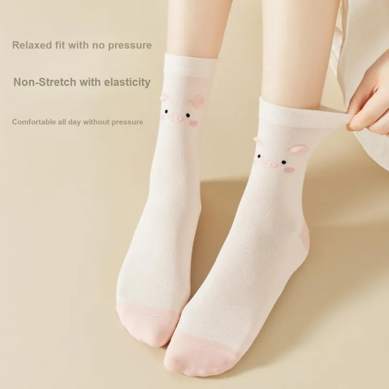 MIIOW Mid Calf Socks Women's 4 Pack Mixed Color-4