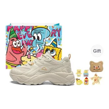 Kappa Anti Slip Wear Resistant Breathable Height Increasing Low Top Chunky Sneakers Women's Beige Yellow