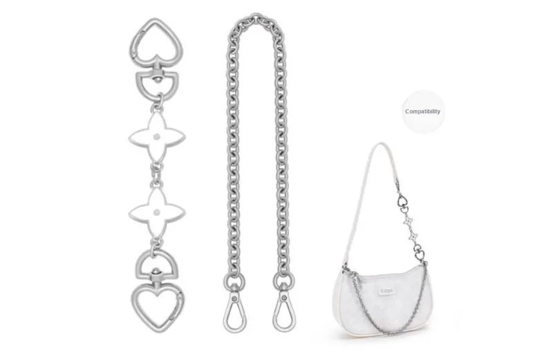 Lan Bao Fan Alloy Metal Bag Accessory Bag Strap Unisex Silver-0