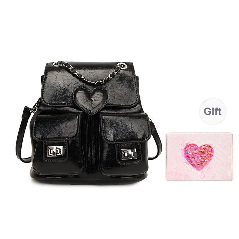 NATTY Pu Backpack Women's Silver/White/Black-12
