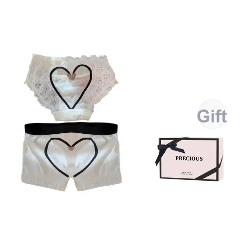 TLXT Wish Белый Женщина + Wish Белый Мужчина + [Коробка ко Дню Святого Валентина] Унисекс Боксеры