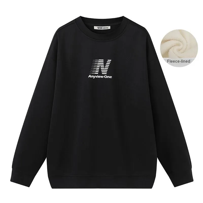 Anyveiw Crew Neck Thickened Pullover Long Sleeved Sweatshirt Unisex-15
