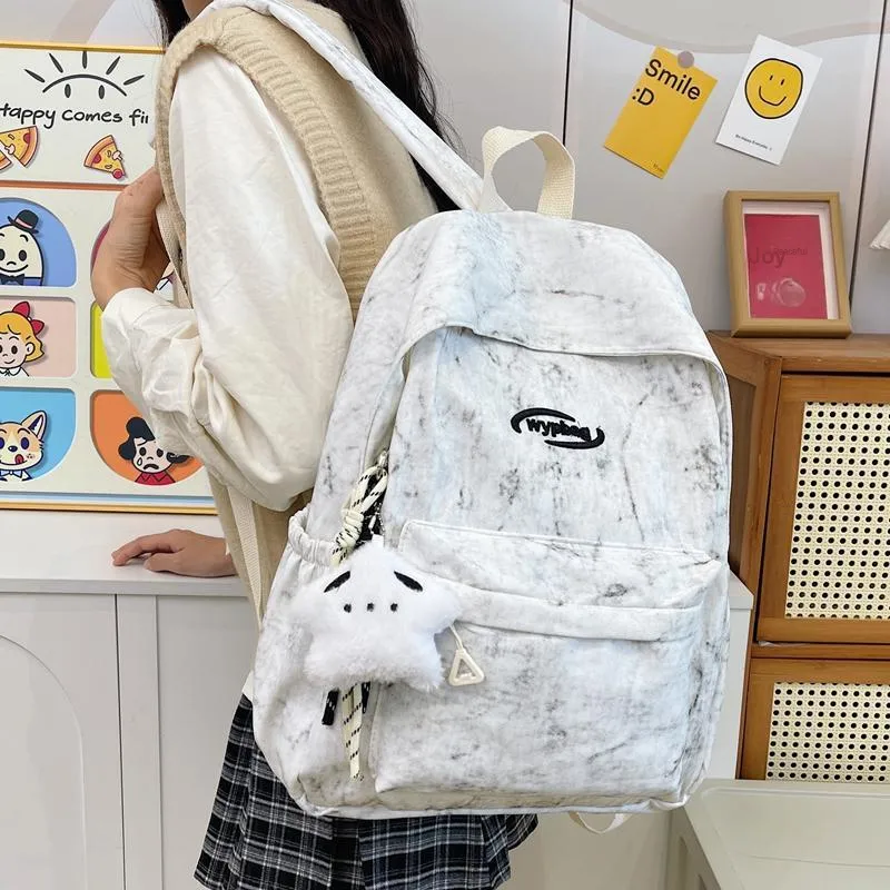 BUBM Nylon Backpack Regular Unisex White/Black/Burgundy/Blue-19