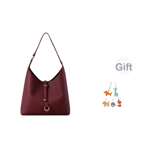 FUFUNI Сумка через плечо из натуральной коровьей кожи стандартная женская цвет Каберне Фран красный