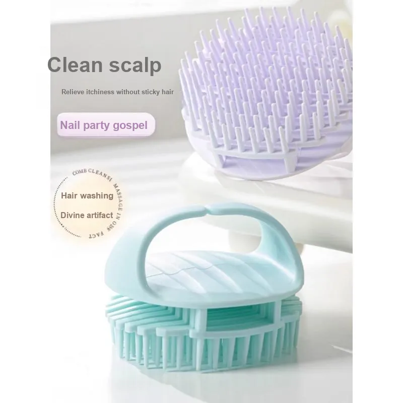 ZHENZI Hair Brush And Shampooing Tool Silicone Comb Massage Cleansing Scalp Itch Relief-13