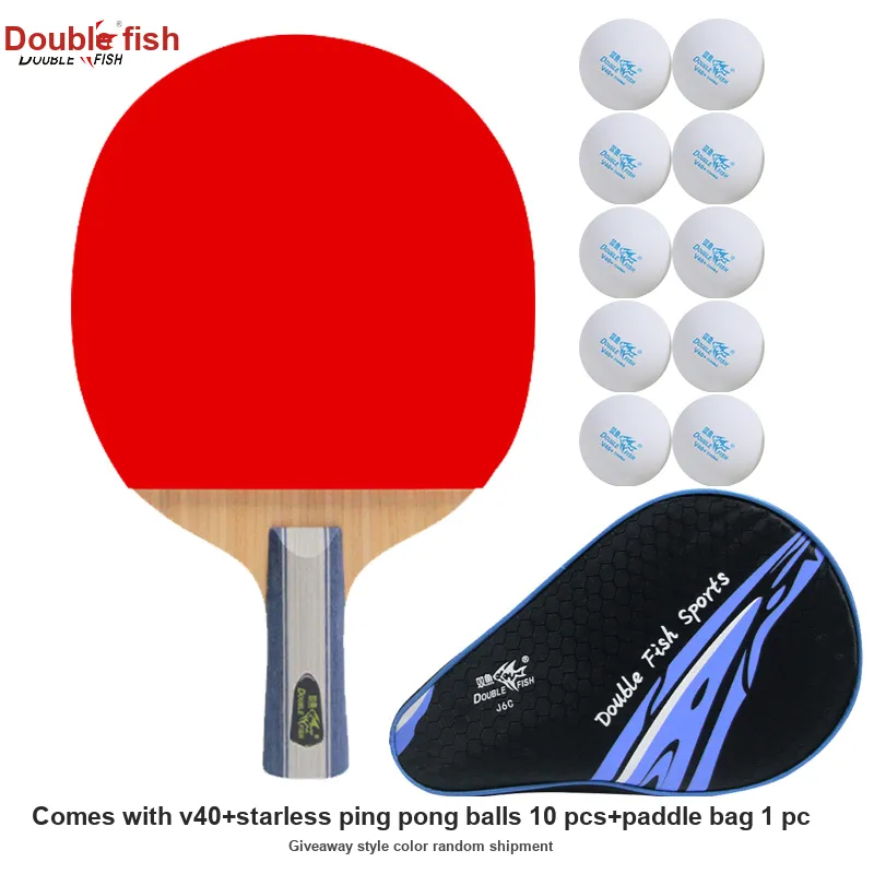 DOUBLEFISH Ping Pong Paddles Unisex Basswood Sponge Red-2