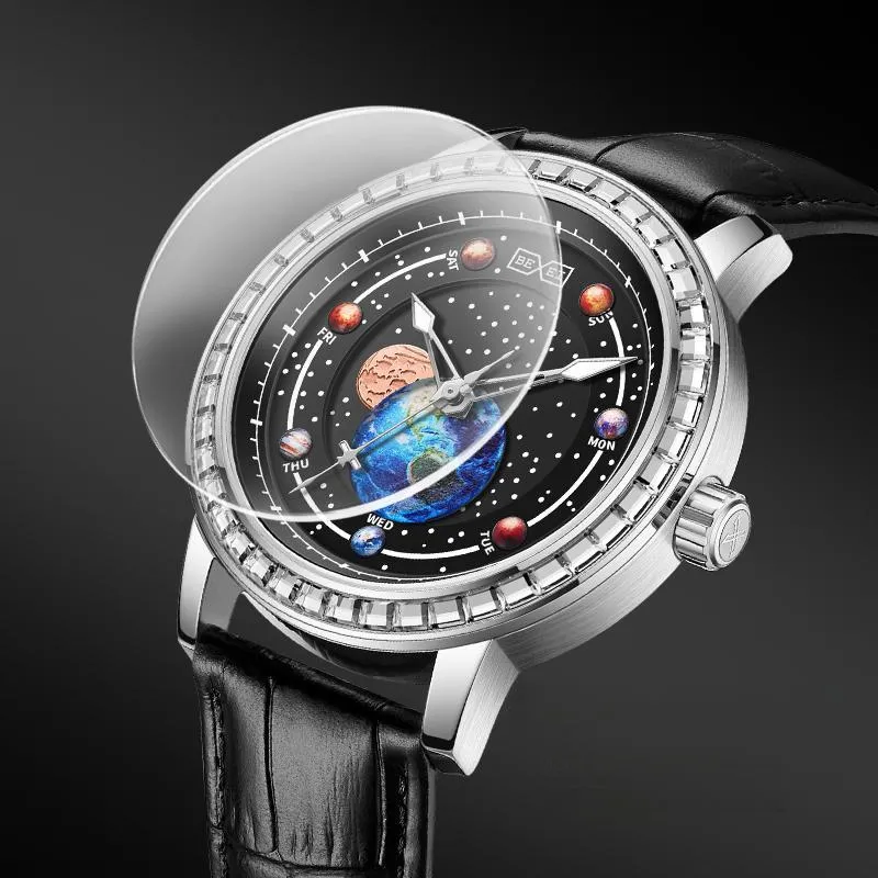 BEXEI Zodiac Collection Automatic Mechanical Movement Leather Watch Bands Watch Men's Watches Black Dial-13