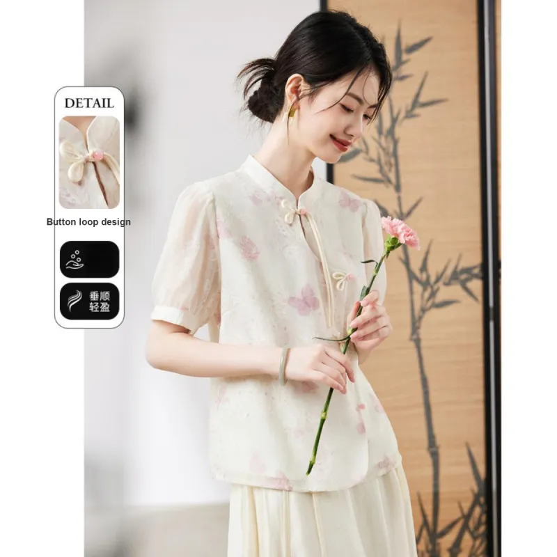 XINFEIYU T Shirt Women's Pink Butterfly-1