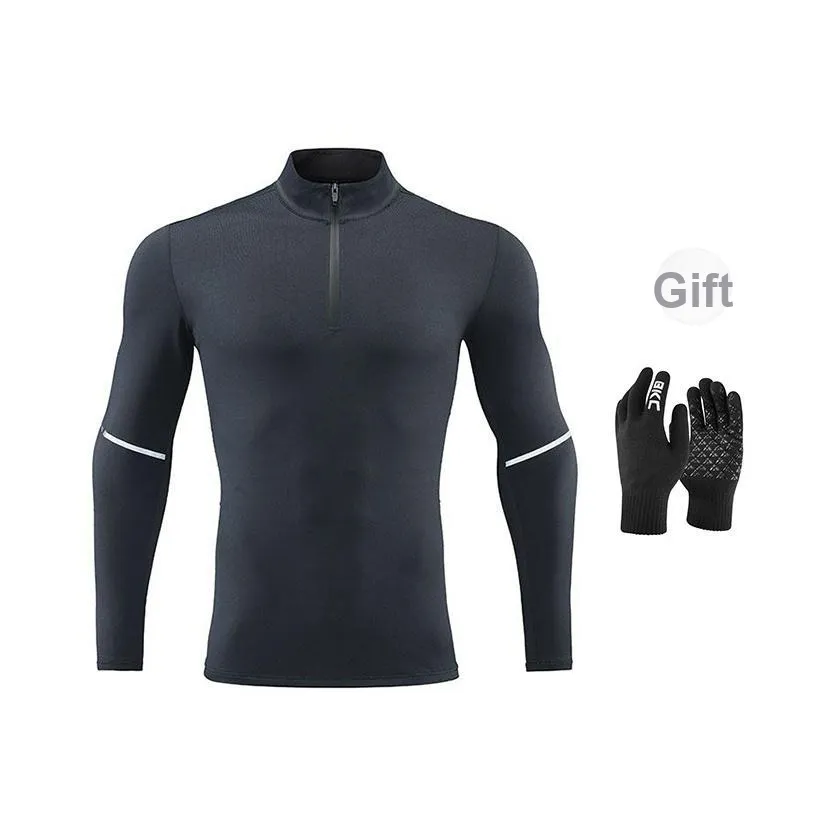 BKCXZICE Outdoor Training Одежда Бег Training Быстросохнущий Эластичный Воротник-стойка Полуоткрытая Молния Топ Мужской