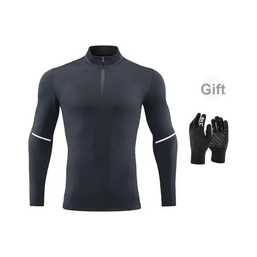 BKCXZICE Outdoor Training Одежда Бег Training Быстросохнущий Эластичный Воротник-стойка Полуоткрытая Молния Топ Мужской