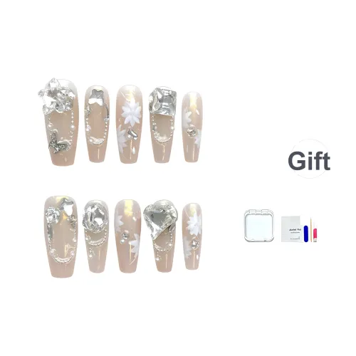 JINGCHANXUE Нежно-розовый Бегония Элегантность Фея Цветочный False Nail Средний LADDER Каменный сахар Телесный Coquette 20мм