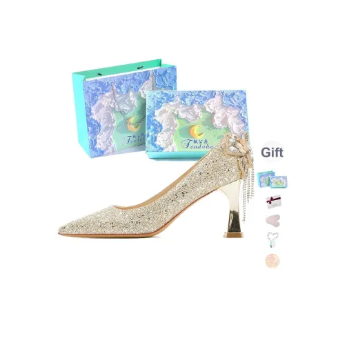 Feo Dvke Грубый каблук Высокие каблуки Женские Шампанское