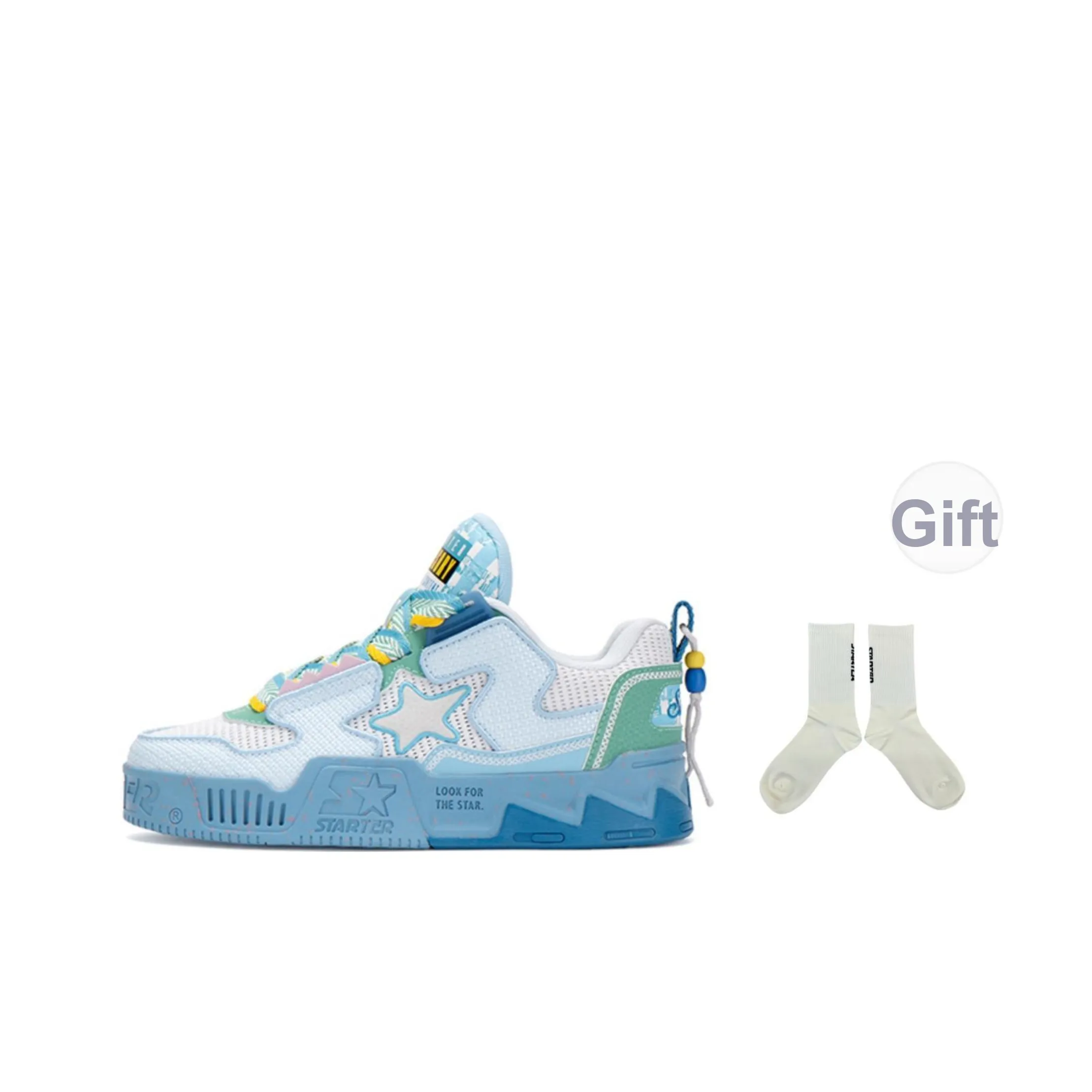 STARTER Vol 90s Skateboard Shoes Unisex Low Top Light Blue