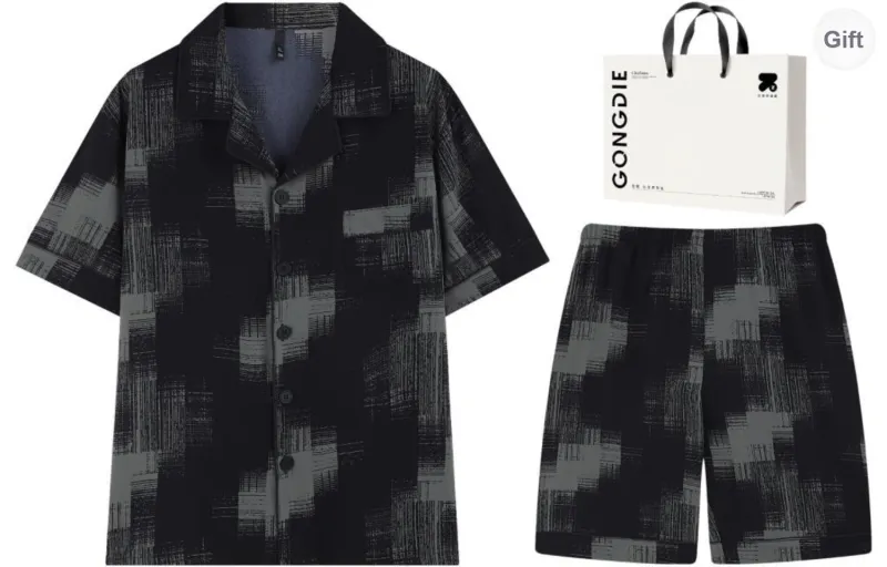 Gongdie Pajama Set Men's Shopping Bag Black-0