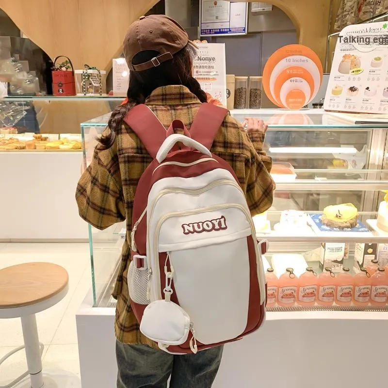 KAKAXI Nylon Backpack Unisex Black/Red/Purple/Coffee/Green-2