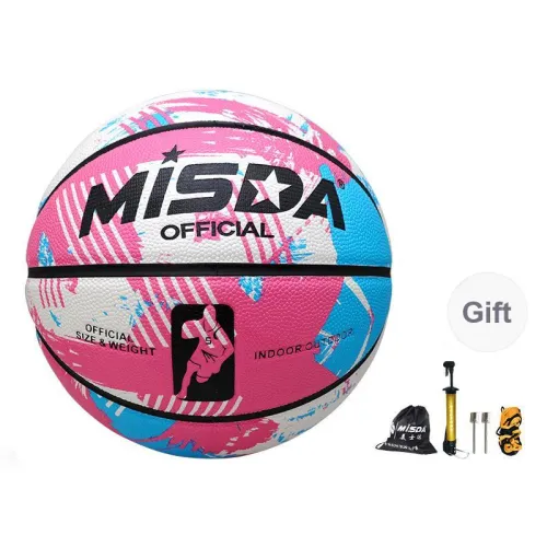 MISDA PU Basketball Pink Blue White Size 7 Size 6 Size 5 Training Unisex