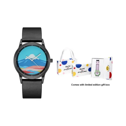 Funtime Bitbird Коллаборация Кварцевый механизм Часы Унисекс Многоцветный Циферблат часов Art Fuji BLACKONE