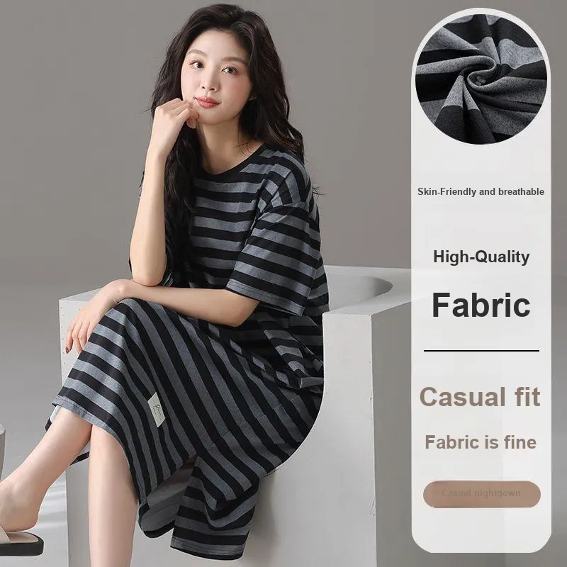 XISHE Nightgown Women's Black Gray-1