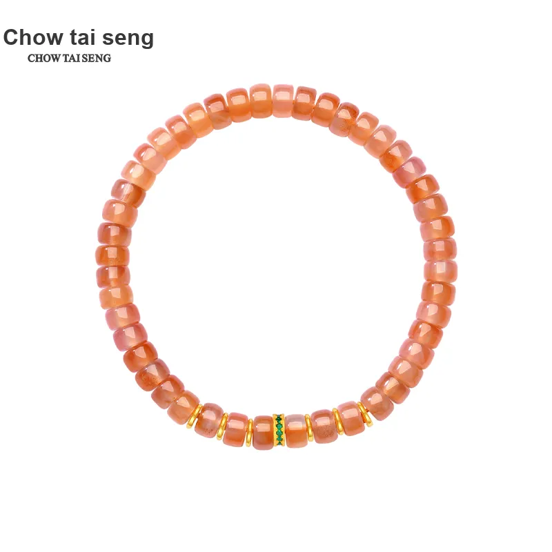 CHOW TAI SENG Southern Red Agate Jade Bracelets Unisex-5