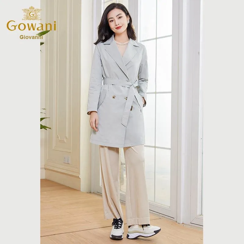 QIAOWANNI Trench Coats Women's Arugula Green-3