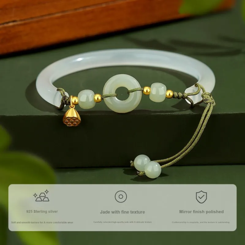 WINY Hetian Jade Bangles White Jade/Pale Greenish White Jade Women's-1