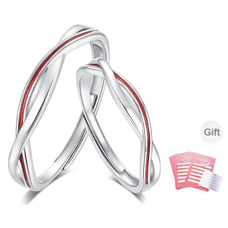 KADER New Chinese Style Red Line Chinese Style Forever Love Confession Adjustable 1 Pair Rings Unisex-0
