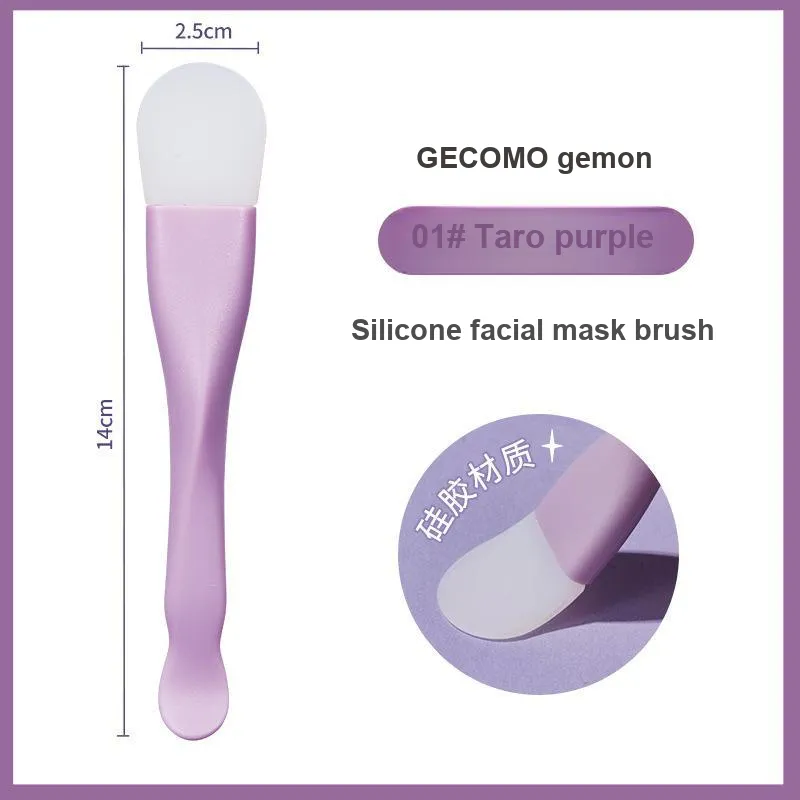 GECOMO Dual Head Silicone Facial Mask Brush+Oil Absorption Paper Combination, Built in Mirror Powder Puff, Makeup Tool-1