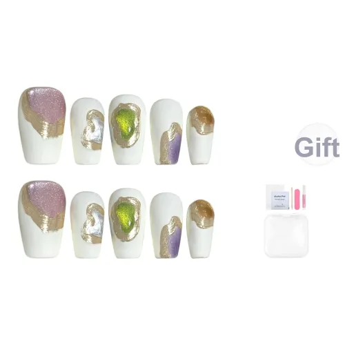 Yun Yue Joe Шампанское золото Magic Mirror Синий Tears Ручной Весна Цвет Розовый зеленый False Nail Короткий LADDER 20mm