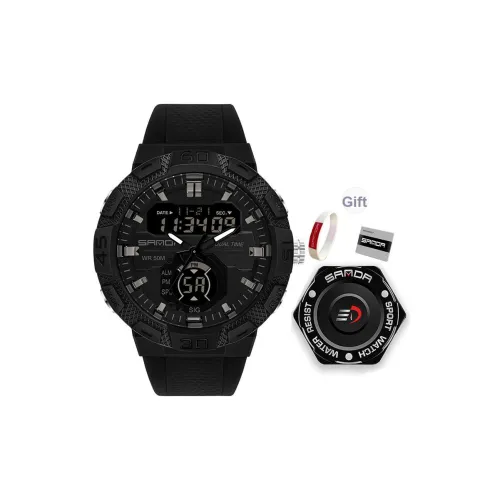 Sanda Электронный + Кварц Механизм TPU Ремешок Часы Унисекс Черный Циферблат