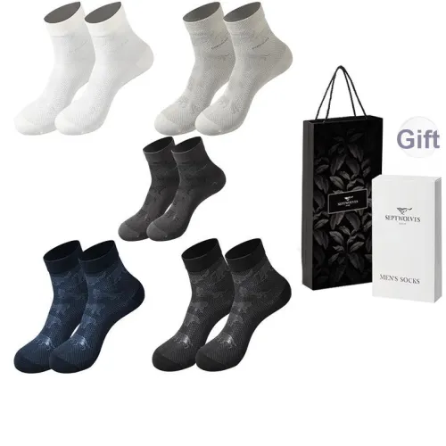 SEPTWOLVES Носки Crew Мужские упаковка из 5 пар набор в подарочной коробке + сумка для покупок