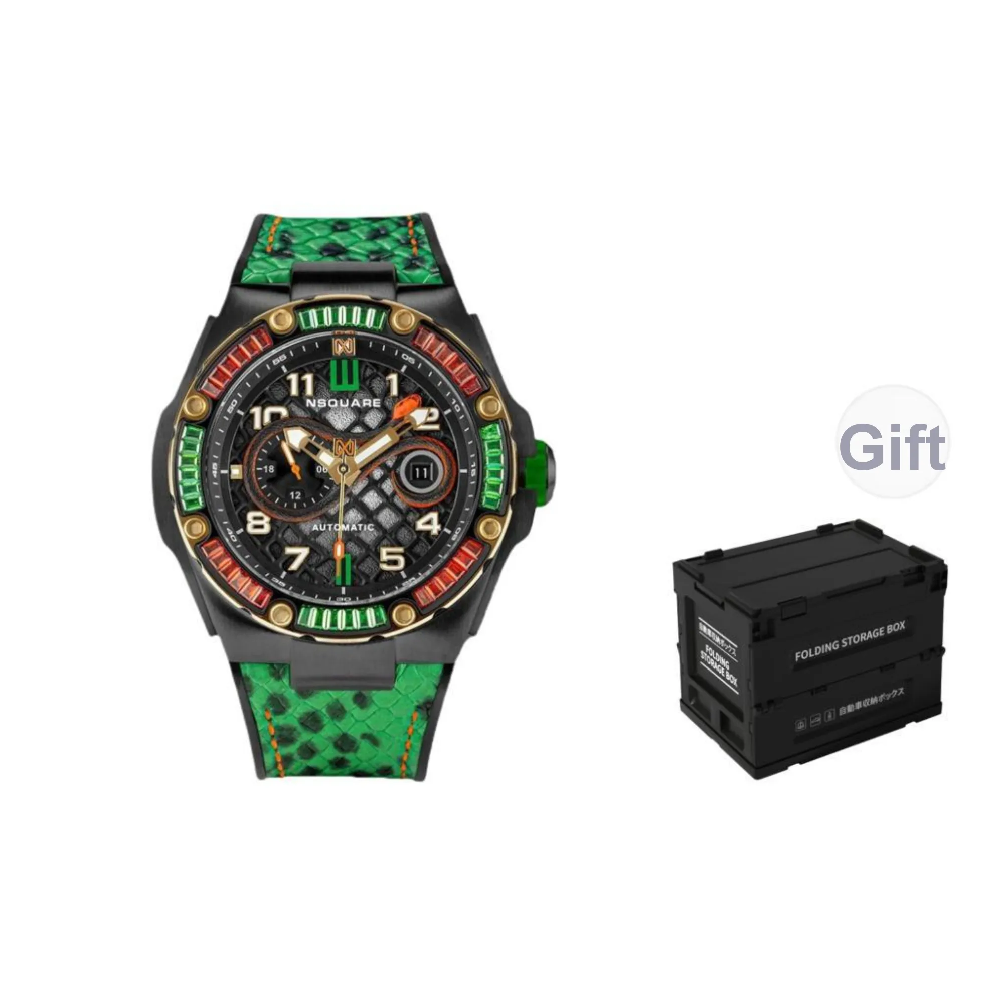 NSQUARE Queen Snake Collection Automatic Mechanical Movement Watch Men's Watches Black Dial