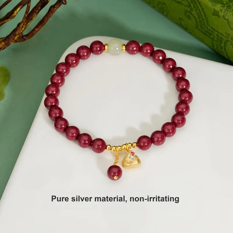 YUGONGYUAN Reconstructed Cinnabar Bracelets Unisex-3