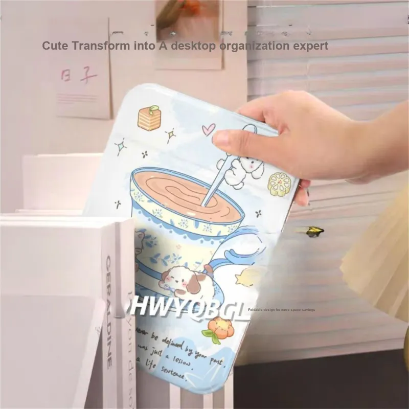 FANHUASENLIN Cute Cat And Dog Afternoon Tea Compact Folding Mirror Make up Tools 1 Pc-5