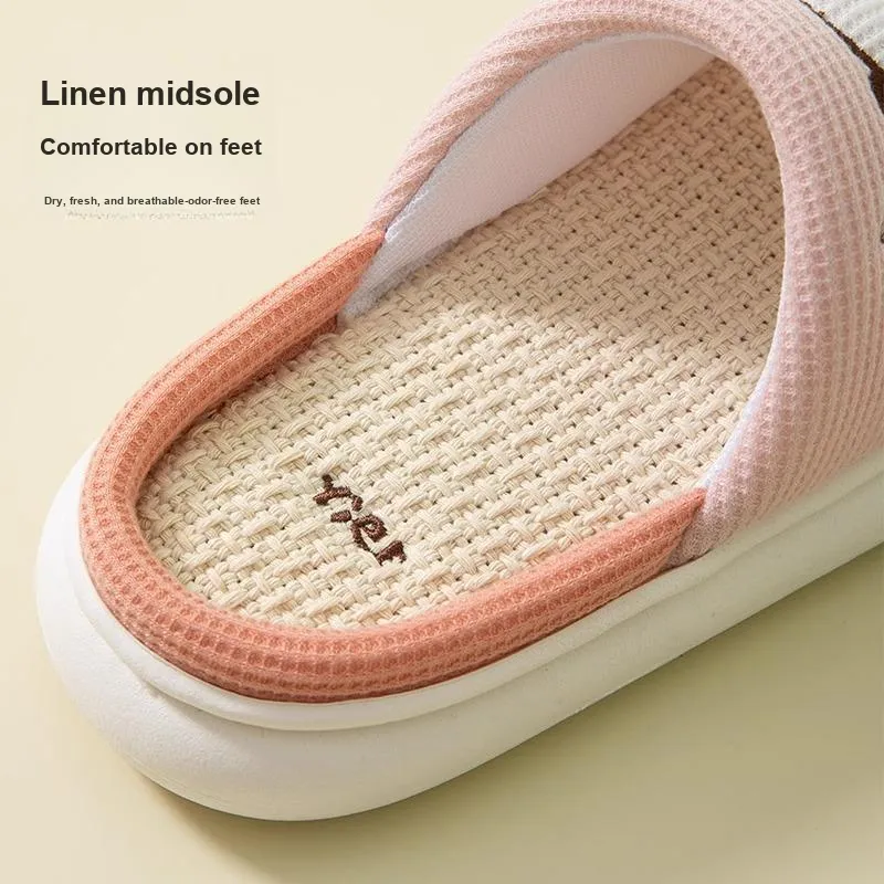 The Quadratic Creator Linen Home Slippers Pink Brown-3