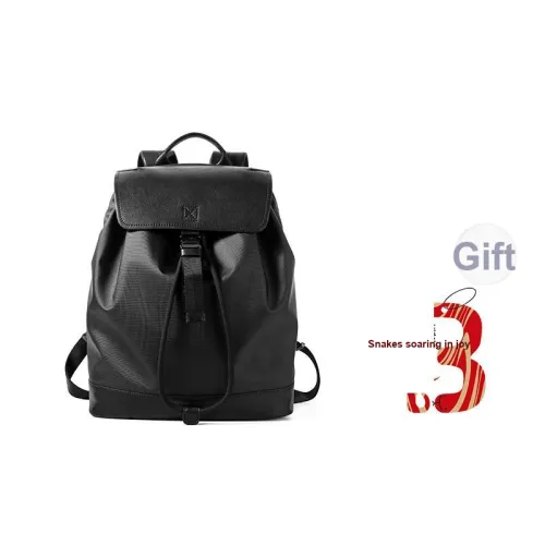 Sharkborough Top Grain Cow Leather Backpack Regular Men's Black