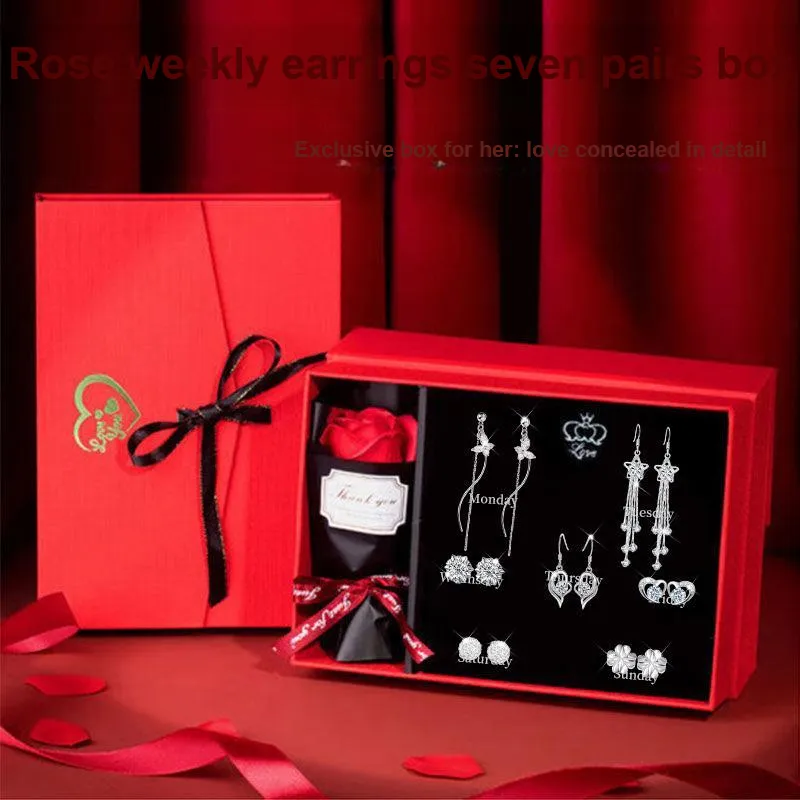 DJIN 925 Silver Needles Stud Earrings Women's-3
