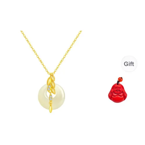 MUGONGZI Hetian Jade Necklaces Pale Greenish White Jade Women's