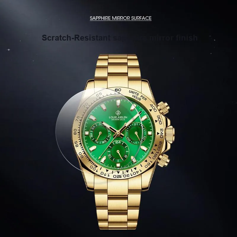 LOUIE JUELEN Ditan Collection Automatic Mechanical Movement Steel Strap Watch Men's Watches Green Dial-2