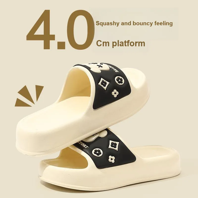 Foot Recreation Unisex Summer Home Slippers For Bathing, Slip Resistant, Platform Indoor Cute, Slippers-3