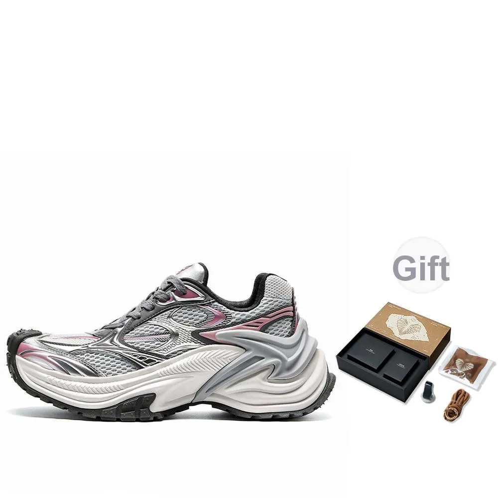 OGR Shock Absorbers Slip Resistant Abrasion Resistant Low Top Casual Training Running Shoes Women's Gray Pink