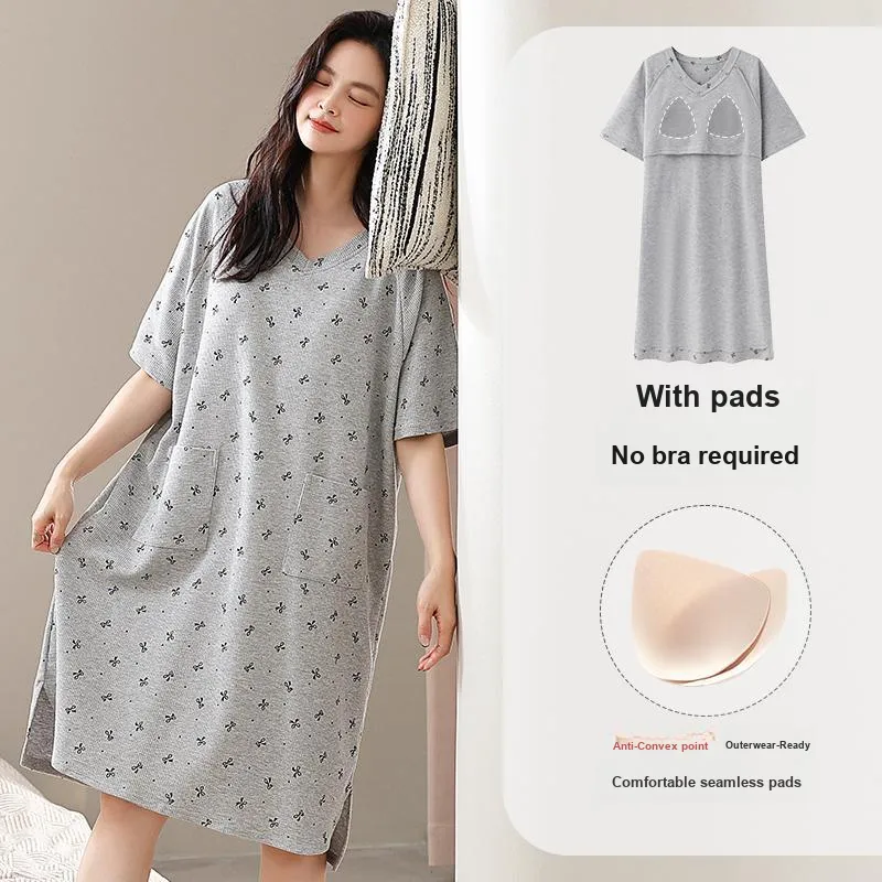 FENTENGCARE Nightgown Women's Gray-1