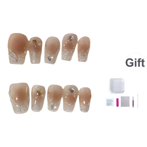 A Few More Cute Ручная работа Роскошь Французский False Nail Короткий LADDER Шампанское Smudge Coquette