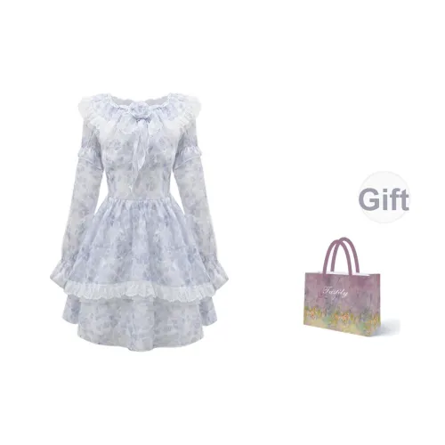 TASTILY Длинное платье с длинными рукавами женское фиолетовое