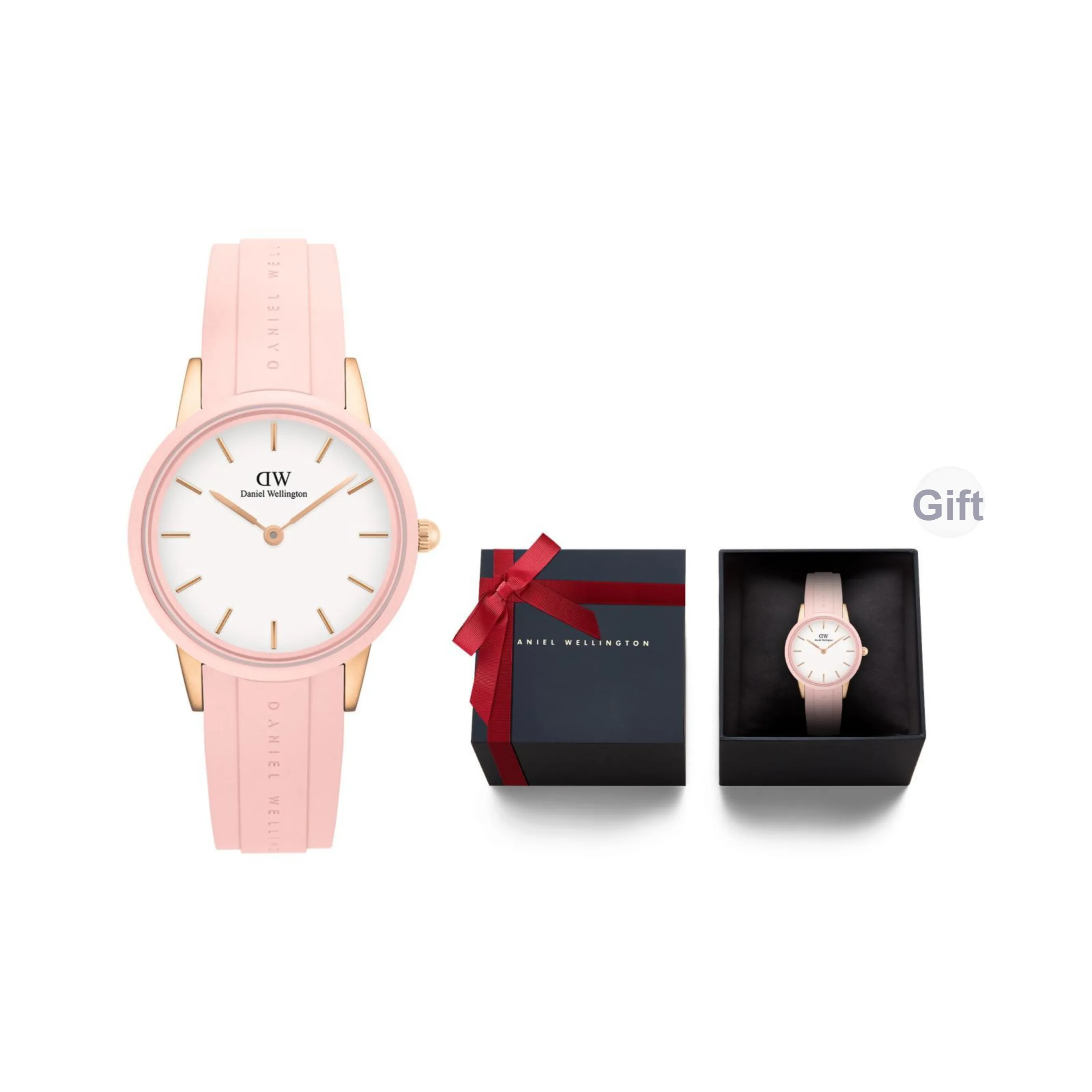 Daniel Wellington ICONIC Collection Women's Watch Кварцевый механизм Резиновый ремешок 32 мм Белый циферблат