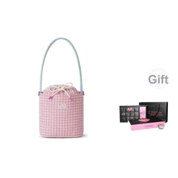 Lee Fabric Bucket Bag, Handbag, Shoulder Bag Women's Pink Plaid