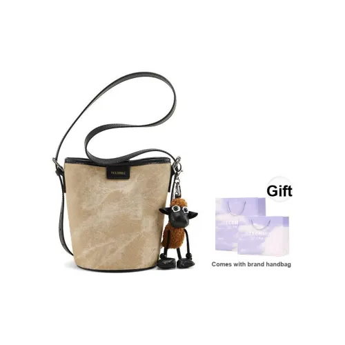 teenmix Коровья кожа с синтетической кожей ведрообразная сумка сумка через плечо женская черный и бежевый и черный